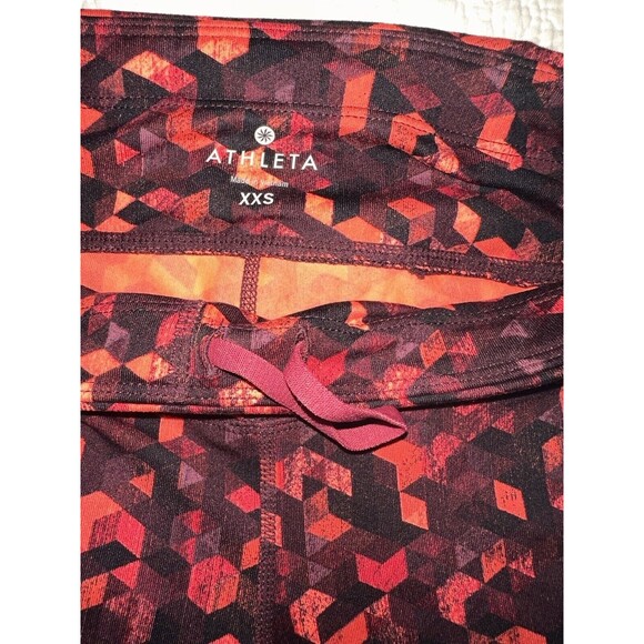 Athleta Geo Print Knit Mesh Yoga Pants Athleisure Pockets Red Black XXS - Picture 6 of 7